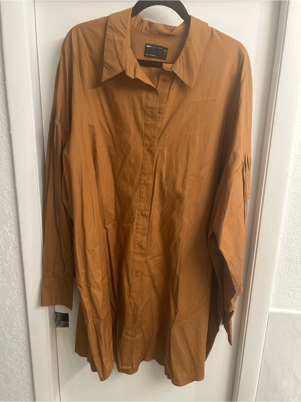ASOS Oversized Long-Sleeve Button-Down Shirt — Chestnut Brown